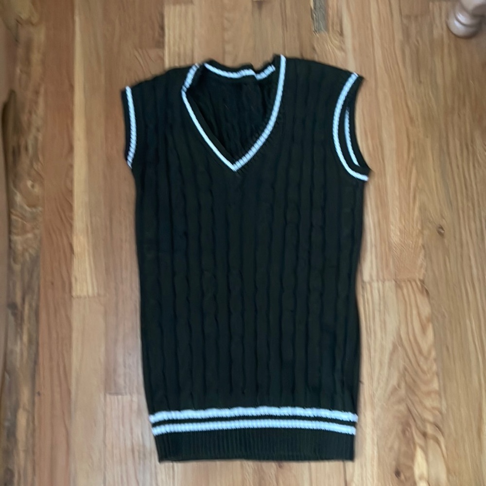 Olive Green Cable Knit Sweater Vest